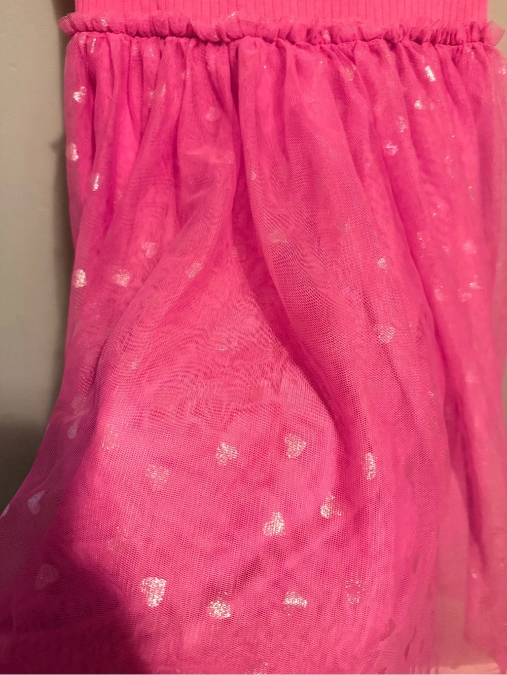 wonder nation Hot Pink Ribbed Top Tulle Skirt Dress